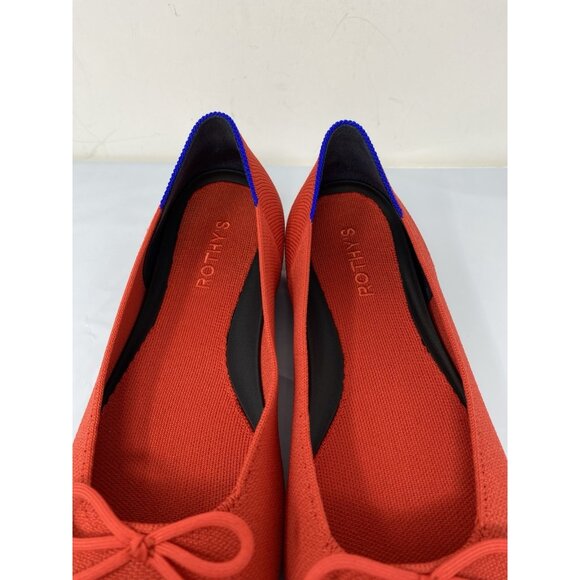 Rothy's The Flat Round Toe Ballet Flats Women's Sz 10 Red Blue With Bow Washable - Picture 9 of 10